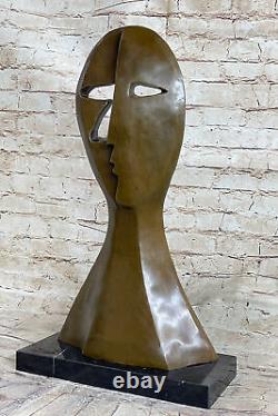 Modern Art Deco Faces by Picasso Bronze Sculpture Marble Base Figurine Decor