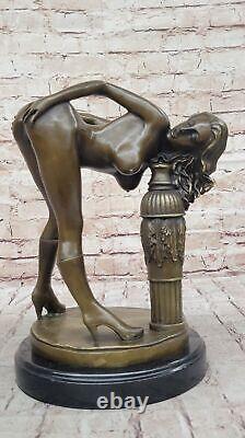 Modern New Abstract Art Nude Woman Girl 100% Bronze Flame Sculpture Preiss