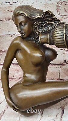 Modern New Abstract Art Nude Woman Girl 100% Bronze Flame Sculpture Preiss