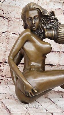 Modern New Abstract Art Nude Woman Girl 100% Bronze Flame Sculpture Preiss