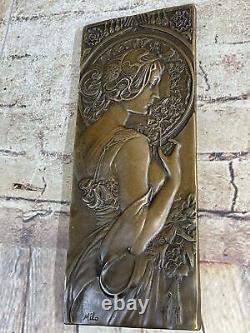 Museum Quality Bronze Sculpture Art Nouveau Style Low Roman Girl Authentic