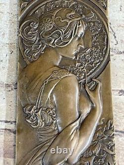 Museum Quality Bronze Sculpture Art Nouveau Style Low Roman Girl Authentic