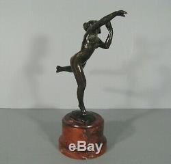 Naked Dancer Sculpture Old Style Art Deco Bronze Signed Fanny Rozet