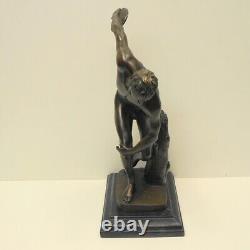 Naked Discobolus Style Art Deco Style Art Nouveau Solid Bronze Sig