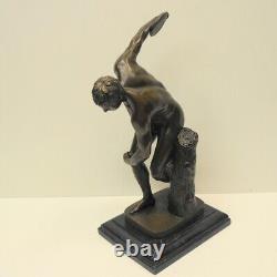 Naked Discobolus Style Art Deco Style Art Nouveau Solid Bronze Sig