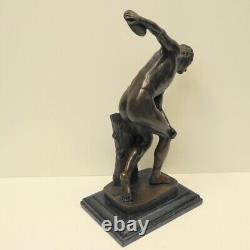 Naked Discobolus Style Art Deco Style Art Nouveau Solid Bronze Sig