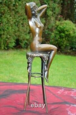 Naked Lady Sexy Art Deco Style Bronze Statue Sculpture