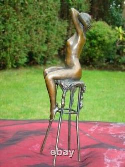 Naked Lady Sexy Art Deco Style Bronze Statue Sculpture