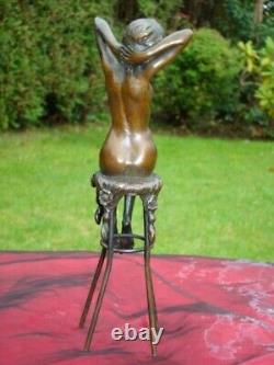 Naked Lady Sexy Art Deco Style Bronze Statue Sculpture