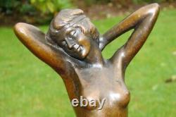 Naked Lady Sexy Art Deco Style Bronze Statue Sculpture