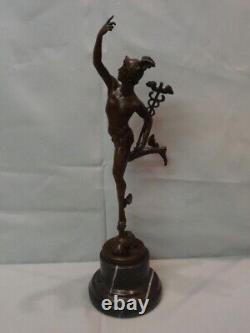 Naked Mercury Statue Sculpture Deco Style Art Nouveau Solid Bronze Signed