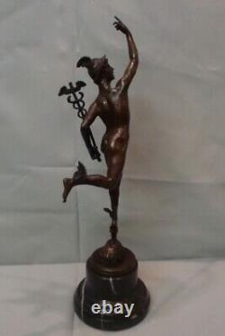 Naked Mercury Statue Sculpture Deco Style Art Nouveau Solid Bronze Signed