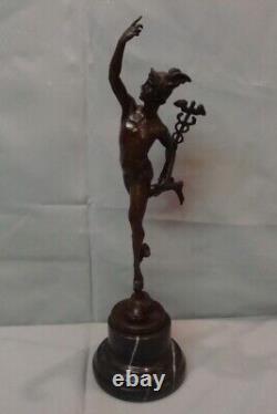 Naked Mercury Statue Sculpture Deco Style Art Nouveau Solid Bronze Signed