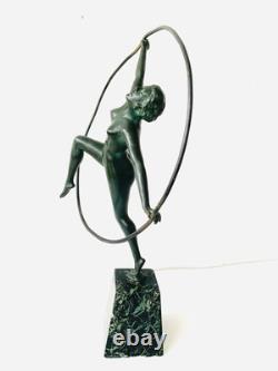 Nude Dancer Statue Sculpture Art Deco Art Nouveau Style Bronze Signed E. Urbain