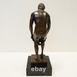 Nude Male Sexy Statue Sculpture in Solid Bronze Art Deco Style Art Nouveau