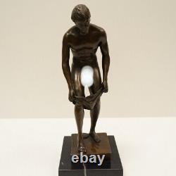 Nude Male Sexy Statue Sculpture in Solid Bronze Art Deco Style Art Nouveau