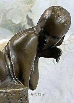 Nude Mermaid Bronze Sculpture Erotic Art Deco Handmade Gift