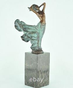 Nude Sexy Dancer Statue Sculpture in Art Deco Style Art Nouveau Bronze