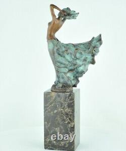 Nude Sexy Dancer Statue Sculpture in Art Deco Style Art Nouveau Bronze