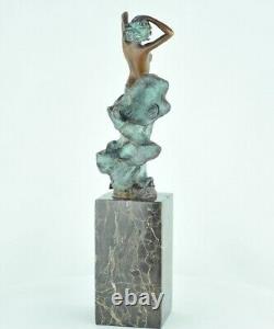 Nude Sexy Dancer Statue Sculpture in Art Deco Style Art Nouveau Bronze