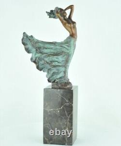 Nude Sexy Dancer Statue Sculpture in Art Deco Style Art Nouveau Bronze