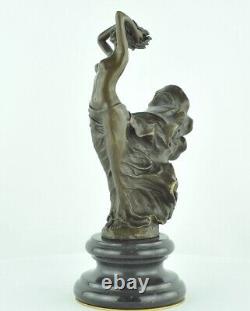 Nude Sexy Dancer Statue Sculpture in Art Deco Style, Art Nouveau Bronze Massi
