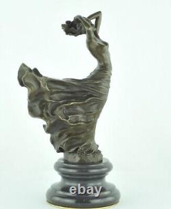 Nude Sexy Dancer Statue Sculpture in Art Deco Style Art Nouveau Bronze massi