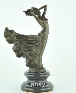 Nude Sexy Dancer Statue Sculpture in Art Deco Style Art Nouveau Bronze massi