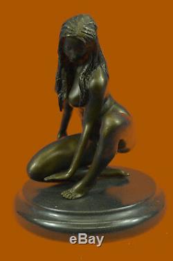 Nude Woman Figurine Bronze Erotic Art Sculpture Office Collection Decor T