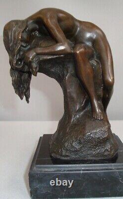 Nude Young Woman Statue Sculpture Sexy Style Art Deco Art Nouveau Bronze