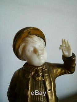 Old Sculpture Chryselephantine Bronze Young Boy Art Deco 1920 1920