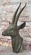 Original Art Deco Bronze Wall Sculpture Trophée Gazelle Head