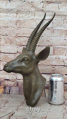 Original Art Deco Bronze Wall Sculpture Trophée Gazelle Head