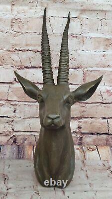 Original Art Deco Bronze Wall Sculpture Trophée Gazelle Head