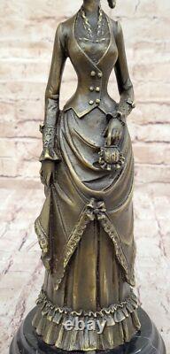 Original Signed Art Deco Bronze Woman Figurine Sculpture by Vitaleh 1920 for Sale