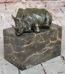 Original Signed Art Deco Style Bronze Rhinoceros Sculpture with Horn Offer