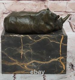 Original Signed Art Deco Style Bronze Rhinoceros Sculpture with Horn Offer