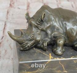 Original Signed Art Deco Style Bronze Rhinoceros Sculpture with Horn Offer