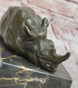 Original Signed Art Deco Style Bronze Rhinoceros Sculpture with Horn Offer