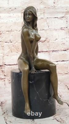Original Signed Bronze Sculpture of Erotic Naked Woman Art by Milo