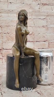Original Signed Bronze Sculpture of Erotic Naked Woman Art by Milo