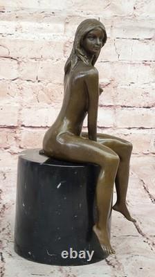 Original Signed Bronze Sculpture of Erotic Naked Woman Art by Milo