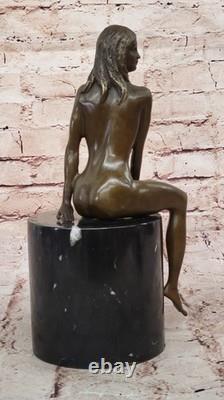 Original Signed Bronze Sculpture of Erotic Naked Woman Art by Milo