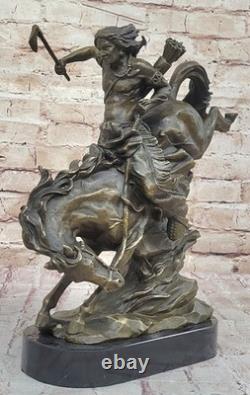 Original Signed Bronze Sculpture of an American Indian Mounted Horse