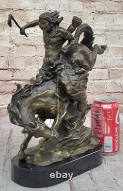 Original Signed Bronze Sculpture of an American Indian Mounted Horse