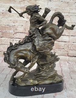 Original Signed Bronze Sculpture of an American Indian Mounted Horse