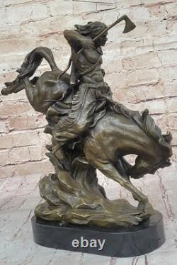 Original Signed Bronze Sculpture of an American Indian Mounted Horse