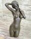 Original Signed Chair Girl Bust Torso Bronze Sculpture Art Statue Figurine