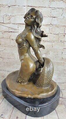 Original Style Art New Nude Bronze Marble Mermaid Statue Sculpture Figure