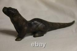 Otter bronze sculpture of animal art signed LE CANN, valued sculptor, numbered